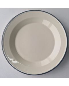 Enamel dining plate ecru black rim