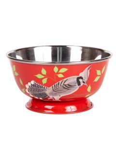 RVS handpainted bowl on foot red