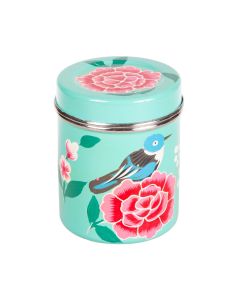 RVS handpainted tin 9CM bird lightblue