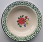Enamel dining plate red flower green rim