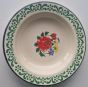 Enamel dining plate red flower green rim