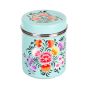 ByMoose Taza de lata de acero inoxidable lata pintada a mano India 9cm flores azul claro