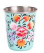 ByMoose Bicchiere in acciaio inox bicchiere dipinto a mano India piccolo Azzurro